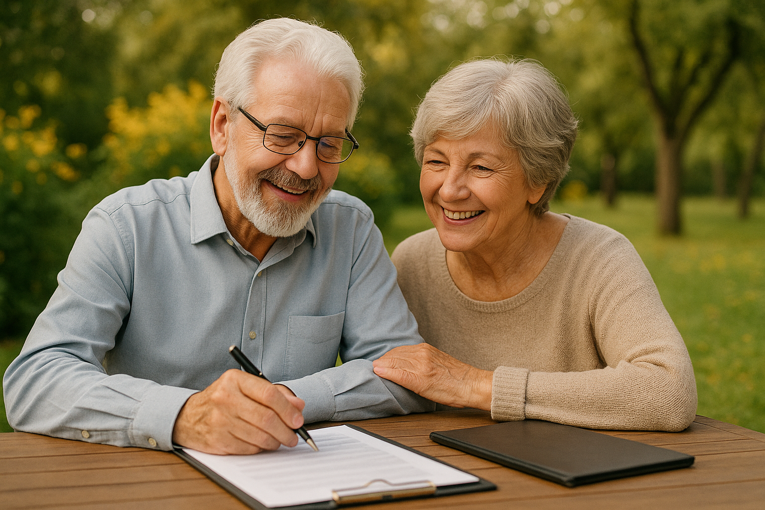 Retired couple enjoying peaceful retirement